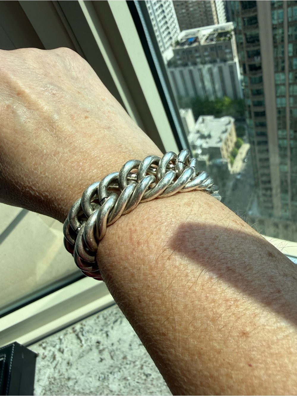 INDIA HICKS. Chunky Silver Link Bracelet - Bold Statement Piece - 7.5”